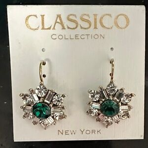 Classico Emerald and Silver Starburst Earrings